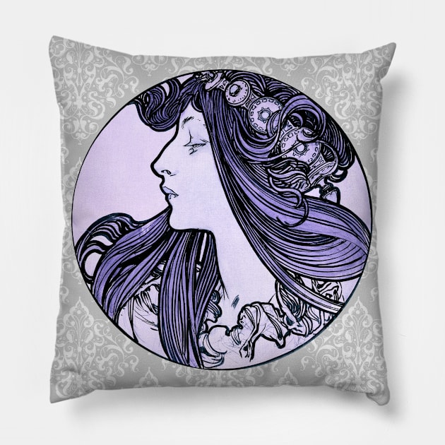 Alphonse Mucha Vintage Girl with a Twist 2 of 4 mug,coffee mug,t-shirt,pin,tapestry,notebook,tote,phone cover,pillow Pillow by All Thumbs