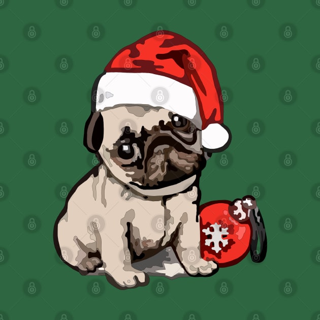 Pug and Christmas tree toy by stripedbeetlee