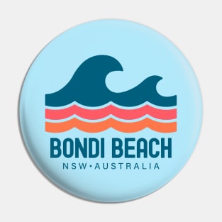 Bondi Beach Sydney Australia NSW Vintage Waves Pin