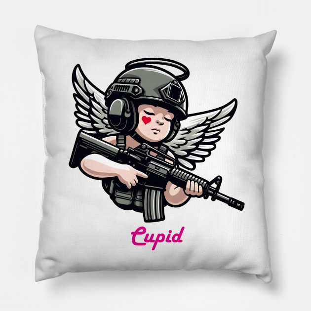 Tactical Cupid Pillow by Rawlifegraphic