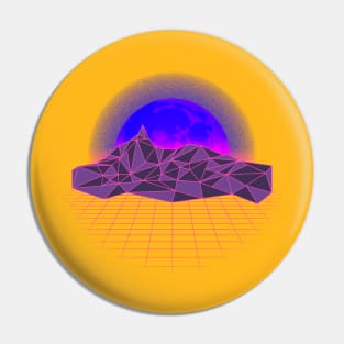 Vaporwave Geometry Lines Moonset Sunset Pin