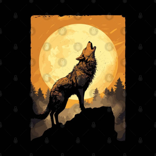 Full Moon Lone Aplha Brindle Dire Wolf by RuftupDesigns