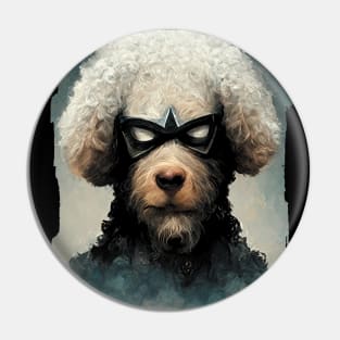 Superhero Poodle Dog Pin