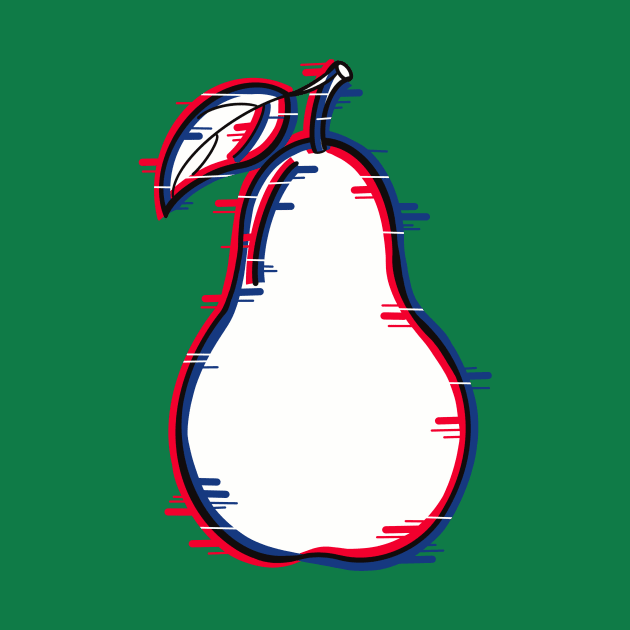 A pear fruit with a glitch effect by Fruit Tee