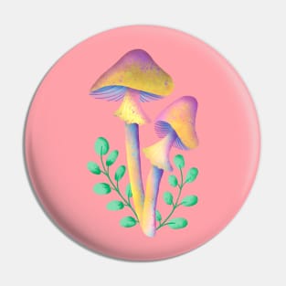 Magic Mushroom with leaves Pin