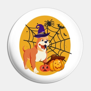 Halloween bulldog and pumpkins Pin