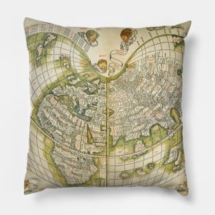 Antique Heart Shaped Old World Map Pillow