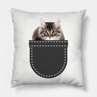 Cat in Pocket (Siberian Cat) Pillow