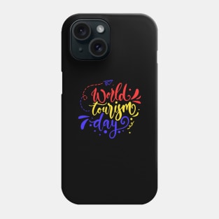 World Tourism Day Colorful Groovy Text - Travel Through Map Phone Case