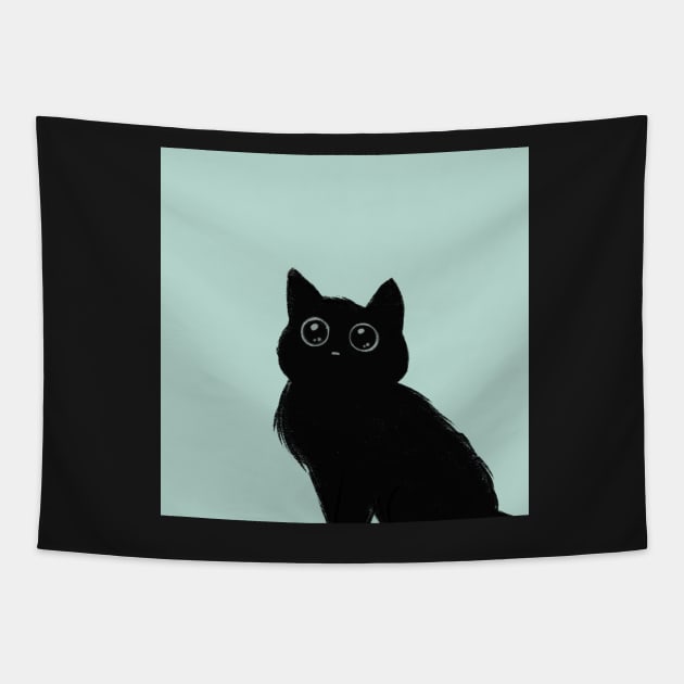 Black Cat Button Tapestry by ellenent