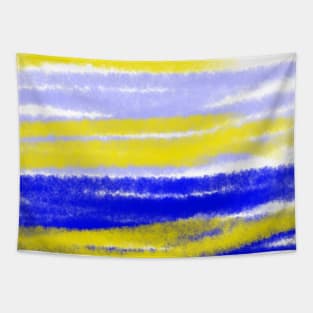 Blue yellow watercolor abstract art Tapestry