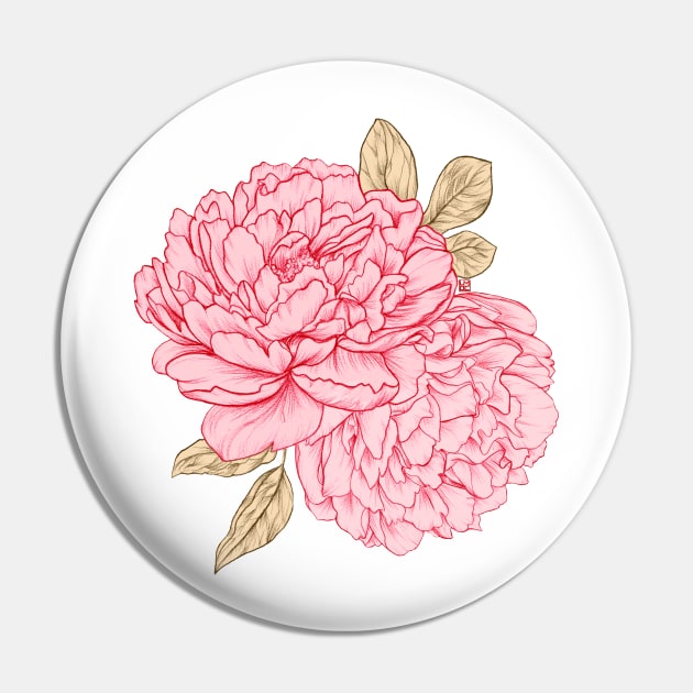 Pink Peonies Pin by LauraOConnor