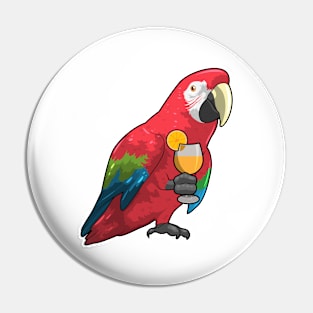 Parrot with Glass of Orange juice Pin