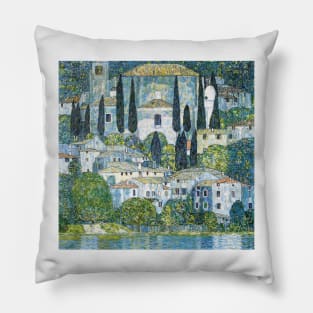 Gustav Klimt's Kirche in Cassone (1913) famous painting. Pillow