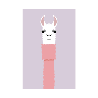 LLAMA IN PINK TURTLENECK SWEATER on Lavender T-Shirt