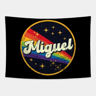 Miguel // Rainbow In Space Vintage Grunge-Style Tapestry