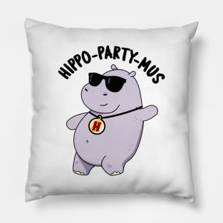 Hippo-party-mus Funny Animal Hippo Pun Pillow