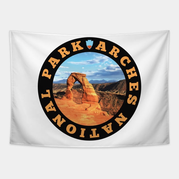 Arches National Park circle Tapestry by SlapTheWorld