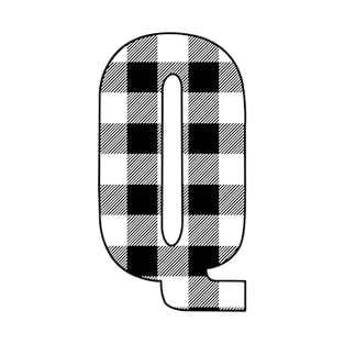 Letter Q Monogram Black and White Buffalo Plaid/Check T-Shirt