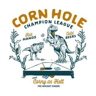 Cornhole Champion League: Funny T-Rex & Beer Art T-Shirt