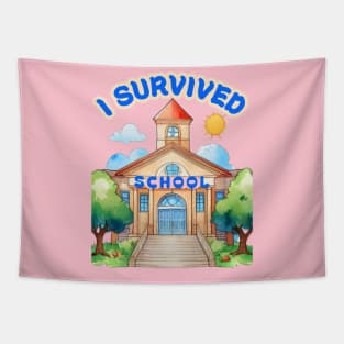 School's out, I SURVIVED SCHOOL! Classof2024, graduation gift, teacher gift, student gift. Tapestry