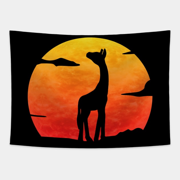 Giraffe At Sunset Tapestry by Nerd_art