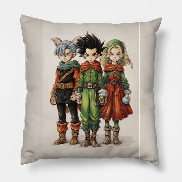 Three Cool Elves Pillow by JunkyDotCom