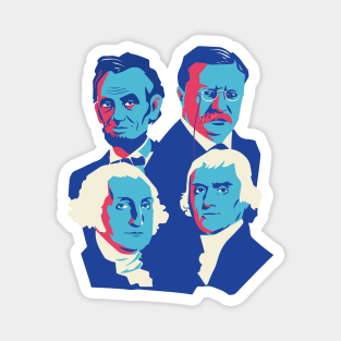 Mount Rushmore Presidents Pop Art Portrait Blue Magnet