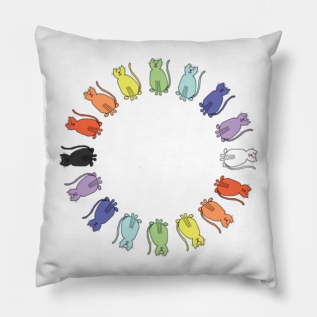 Cute Circle Rainbow Cat Graphic Pillow by ellenhenryart