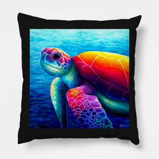 Underwater sea turtle artwork Pillow by LukjanovArt