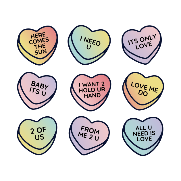 Beatles Love Songs Conversation Hearts by maura41