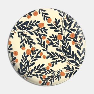 botanical blue leaves pattern with orange rose Pin