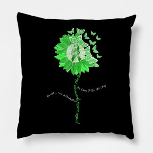 Womens It'S Okay To Not Be Okay Butterfly Sunflower Green Ribbon Pillow