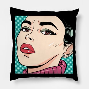 Young woman pop art Pillow