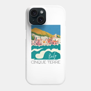 Cinque Terre Italy Travel Poster Retro Wall Art Illustration Phone Case