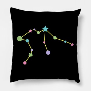 Aquarius Zodiac Constellation in Rainbow Pastels - Black Pillow