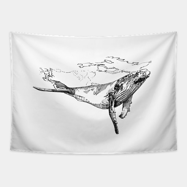 Blue Whale Art Tapestry by Fireside Press