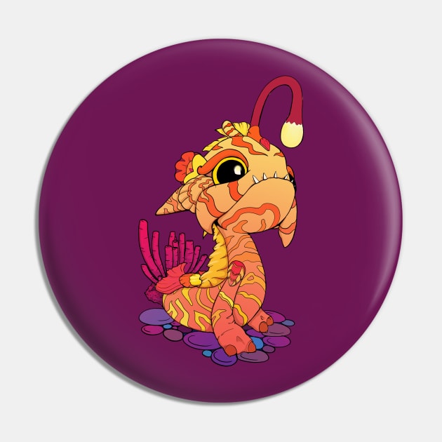Toothy Orange Baby Sea Monster Pin by Bitty Bitey Ones