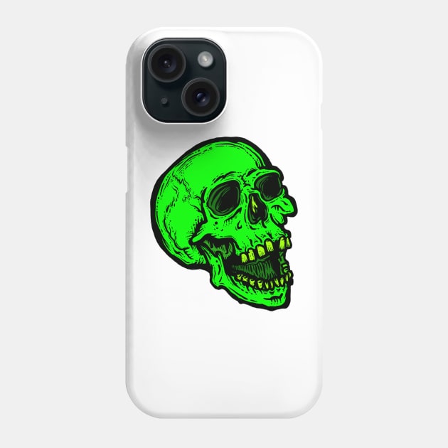 Intense Green Screaming Skull: Bold Pop of color Phone Case by maroonbeard