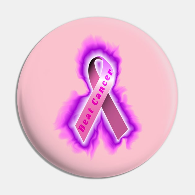 pink breast cancer ribbon Pin by DrewskiDesignz