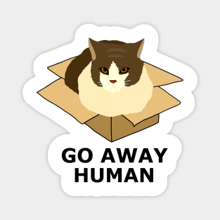 Go Away Human Funny Cat in a Box Magnet