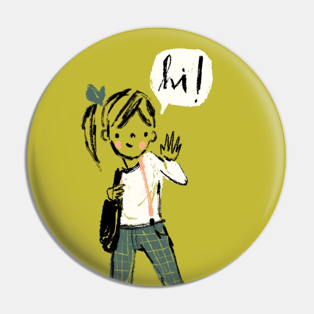 Girl Waving Hi! Pin by Shelley Johannes Art