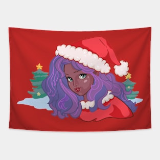 Santa  Claus  girl in red hat Tapestry