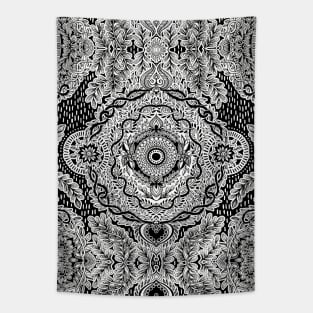 Rain in the Garden - black and white Tapestry