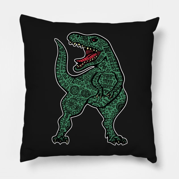 Tattooed T-Rex Pillow by RockettGraph1cs