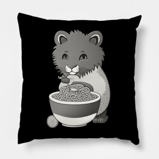 funny cat eating spaghetti by kaziknows Pillow