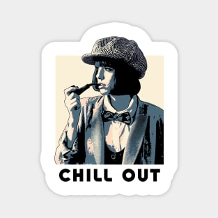 Chill Out Vintage Girl Smoking Pastel Colors Magnet