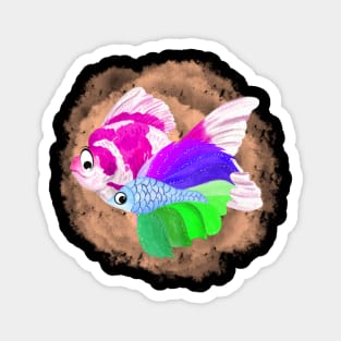 Siamese fighting fish and goldfish Magnet