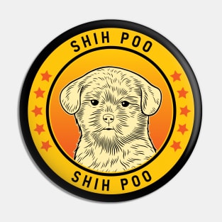 Shih Poo Dog Portrait Pin