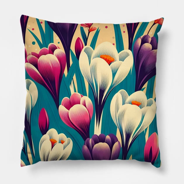 Crocus Flower Pillow by Jenni Arts